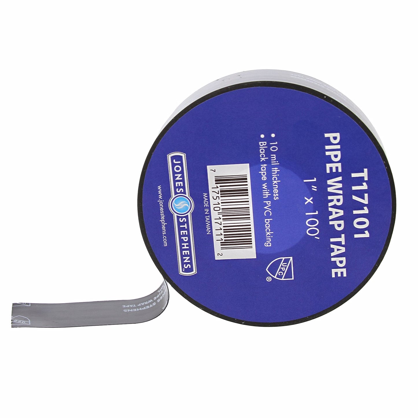 Jones Stephens T17101 1" x 100' Black Pipe Wrap Tape, 10 mil, Carton of 48