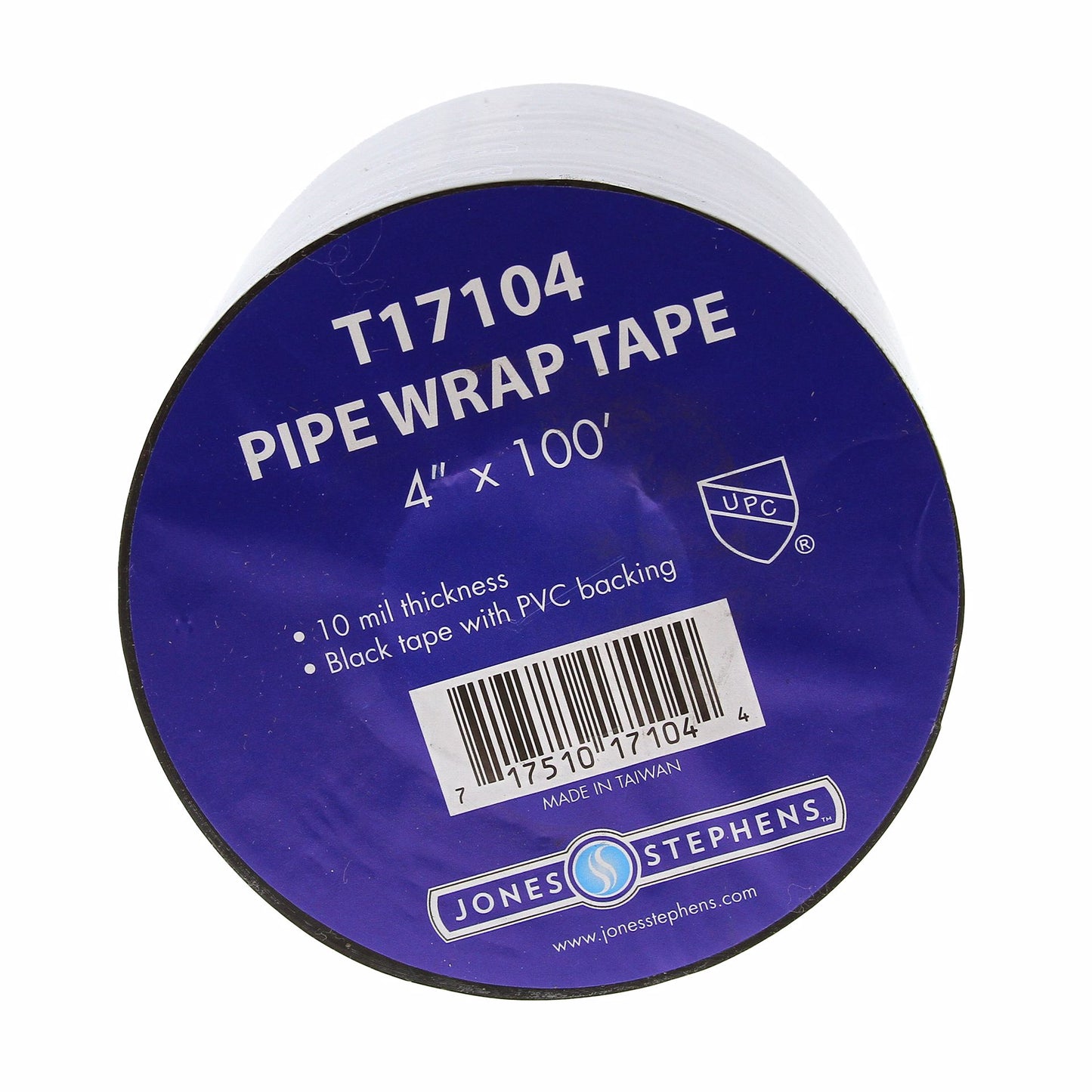 Jones Stephens T17104 4" x 100' Black Pipe Wrap Tape, 10 mil, Carton of 12