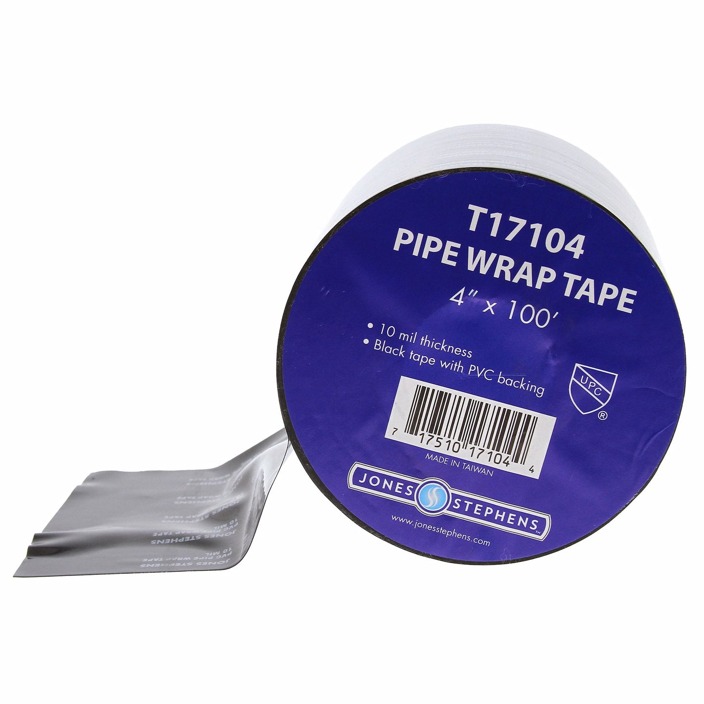 Jones Stephens T17104 4" x 100' Black Pipe Wrap Tape, 10 mil, Carton of 12