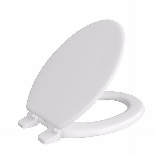 Jones Stephens U004WD00 White Deluxe Molded Wood Toilet Seat, Closed Front with Cover, Elongated