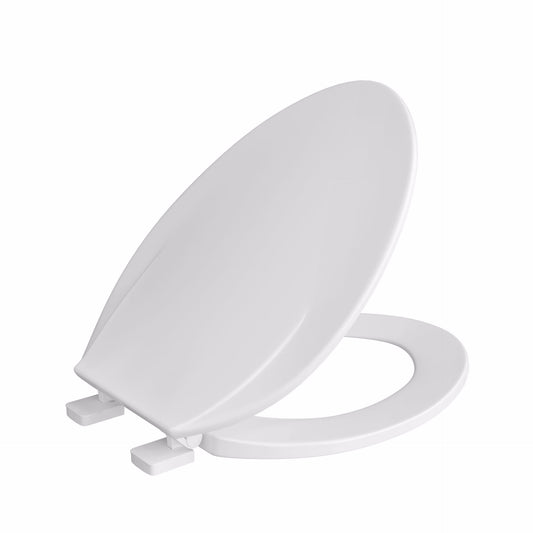 Jones Stephens U100600 White Plastic Utility Toilet Seat, Closed Front with Cover, Elongated