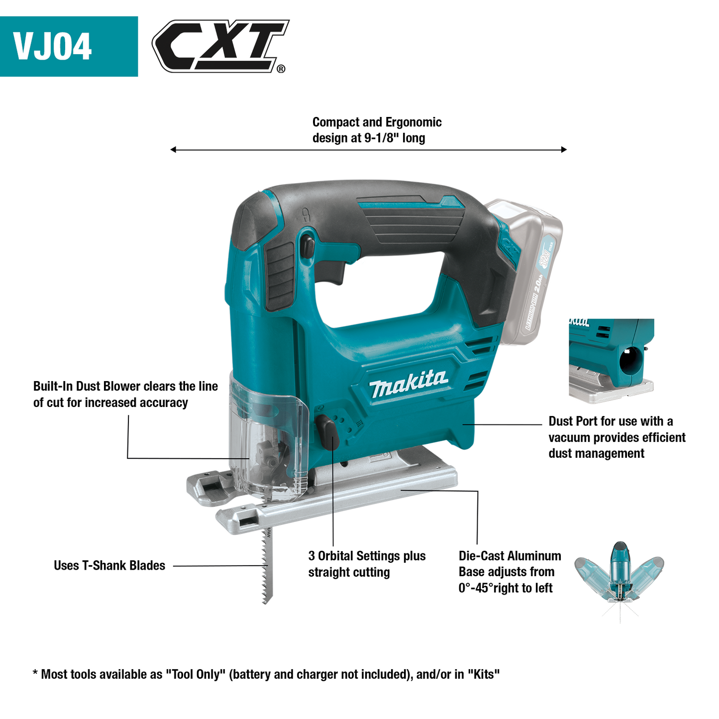 Makita VJ04R1 12V max CXT® Lithium‘Ion Cordless Jig Saw Kit (2.0Ah)