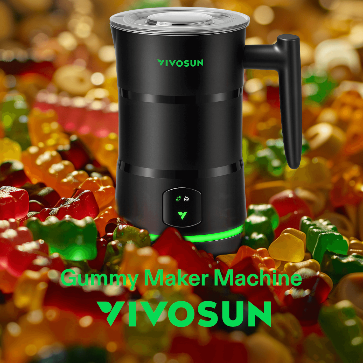 Vivosun Gummy Maker Machine, Hands-Free Candy Maker, Oil Infused Edible Mixer with Dual Rotor, Food-Grade Stainless Steel Pot and Silicone Molds, for Gummies Bear, DIY Candies, Party Treats