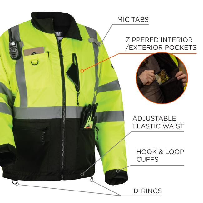 Ergodyne 23425 GloWear 8351 Hi-Vis Windbreaker Water-Resistant Jacket - Type R, Class 3