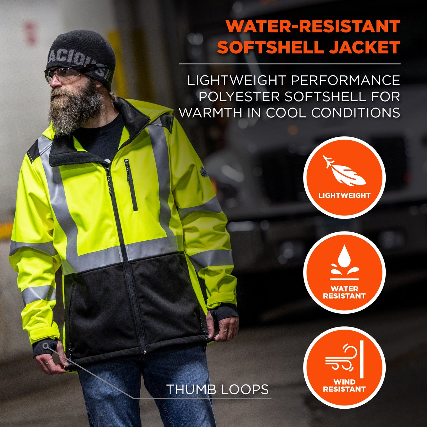 Ergodyne 23524 GloWear 8353 Hi-Vis Softshell Water-Resistant Jacket - Type R, Class 3