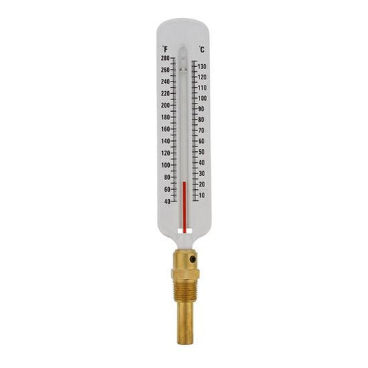 Jones Stephens J40501 1/2" Hot Water Thermometer with Brass Well, Straight Pattern