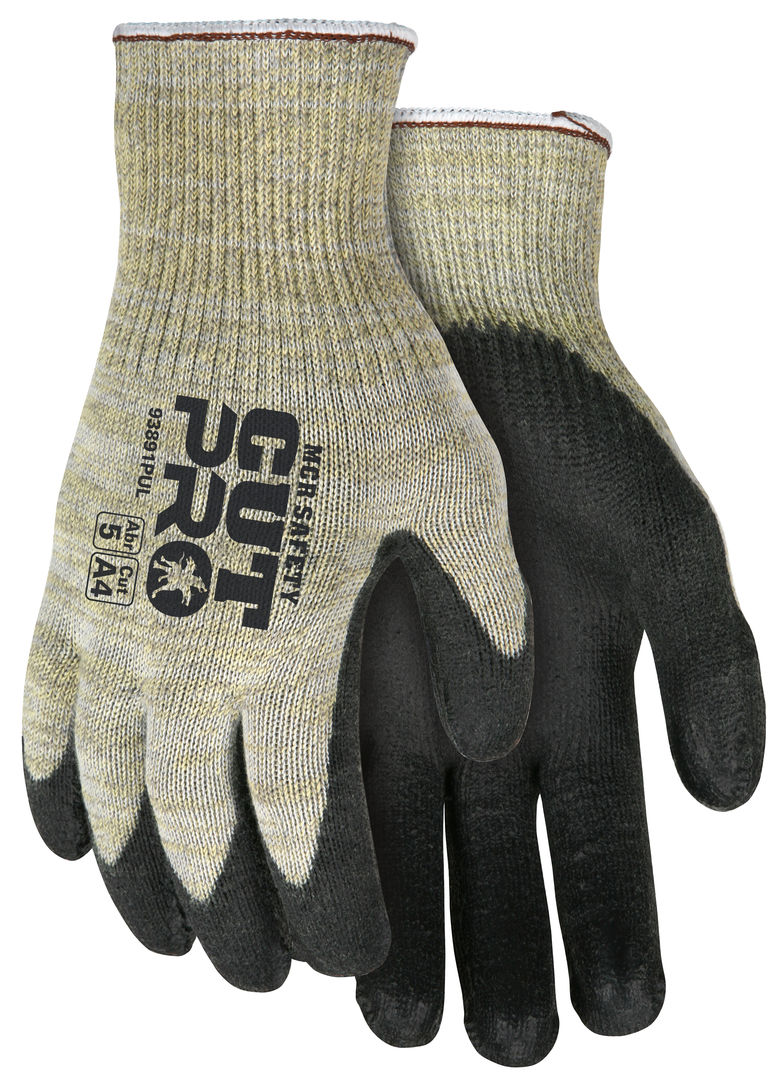 MCR Safety 93891PUS Yellow 10 Ga Plaited Shell Black PU Palm (1DZ)