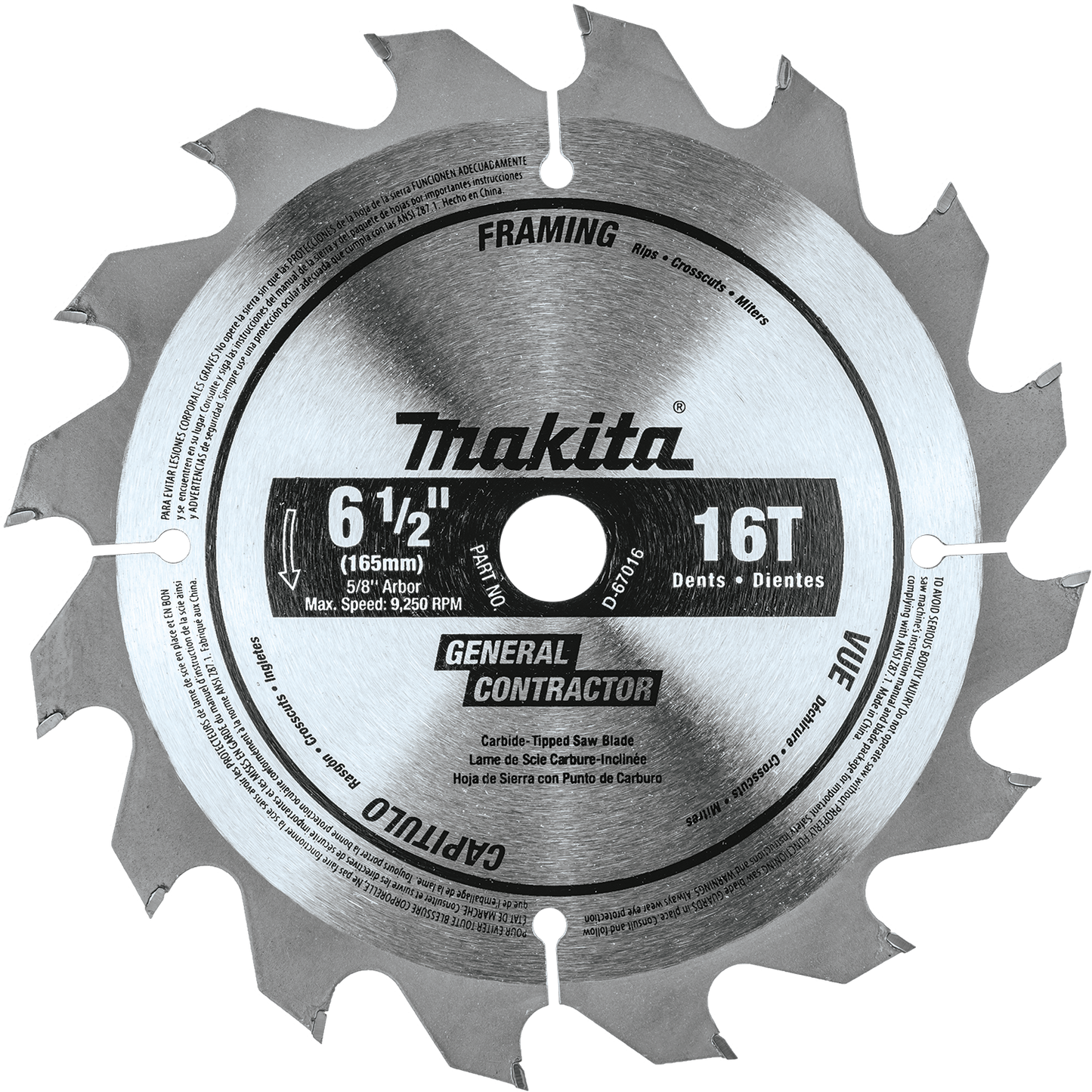 Makita D-67016 6‘1/2" 16T Carbide‘Tipped Circular Saw Blade, Framing