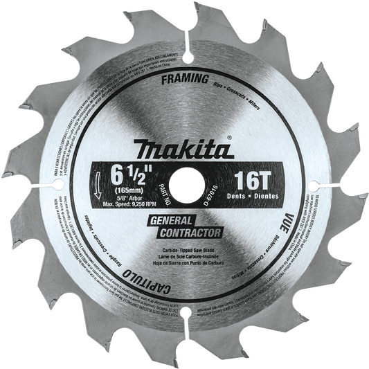 Makita D-67016 6‘1/2" 16T Carbide‘Tipped Circular Saw Blade, Framing