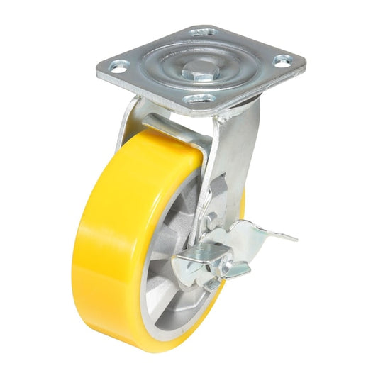 Vestil CST-PY-6X2PUA-SWB Polyurethane Swivel With Brake Caster 6 In. Diameter x 2 In. Width 661 lb Yellow/Gray