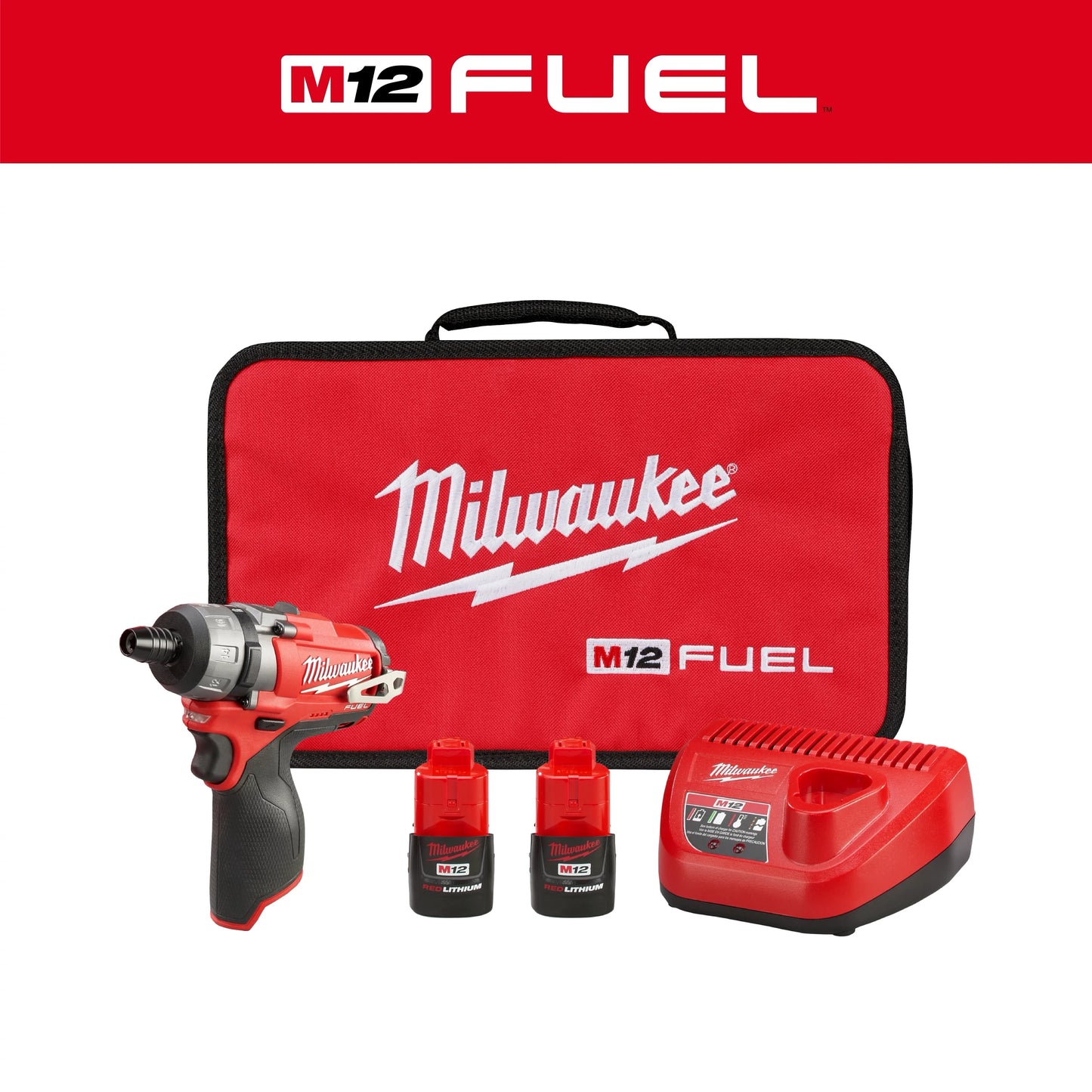Milwaukee Tool 2402-22 M12 Fuel 1/4" Hex 2-Speed Screwdriver Kit, 1 EA