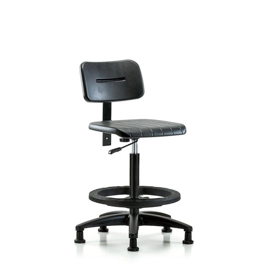 Blue Ridge Ergonomics BPHBCH-RG-BF-RG Core Polyurethane Chair - High Bench Height with Black Foot Ring & Stationary Glides