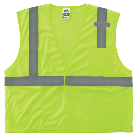 Ergodyne 24521 GloWear 8210HL-S Mesh Hi-Vis Safety Vest - Type R, Class 2, Hook and Loop, Economy, Single Size XS (Lime)