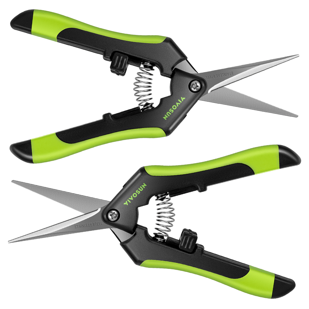 Vivosun Gardening Hand Pruner Pruning Shear with Straight Stainless Steel Blades, Black-and-Green