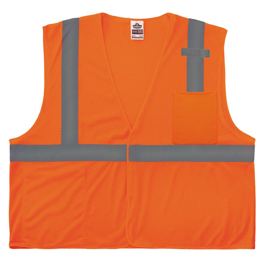 Ergodyne 24535 GloWear 8210HL-S Mesh Hi-Vis Safety Vest - Type R, Class 2, Hook and Loop, Economy, Single Size XL (Orange)