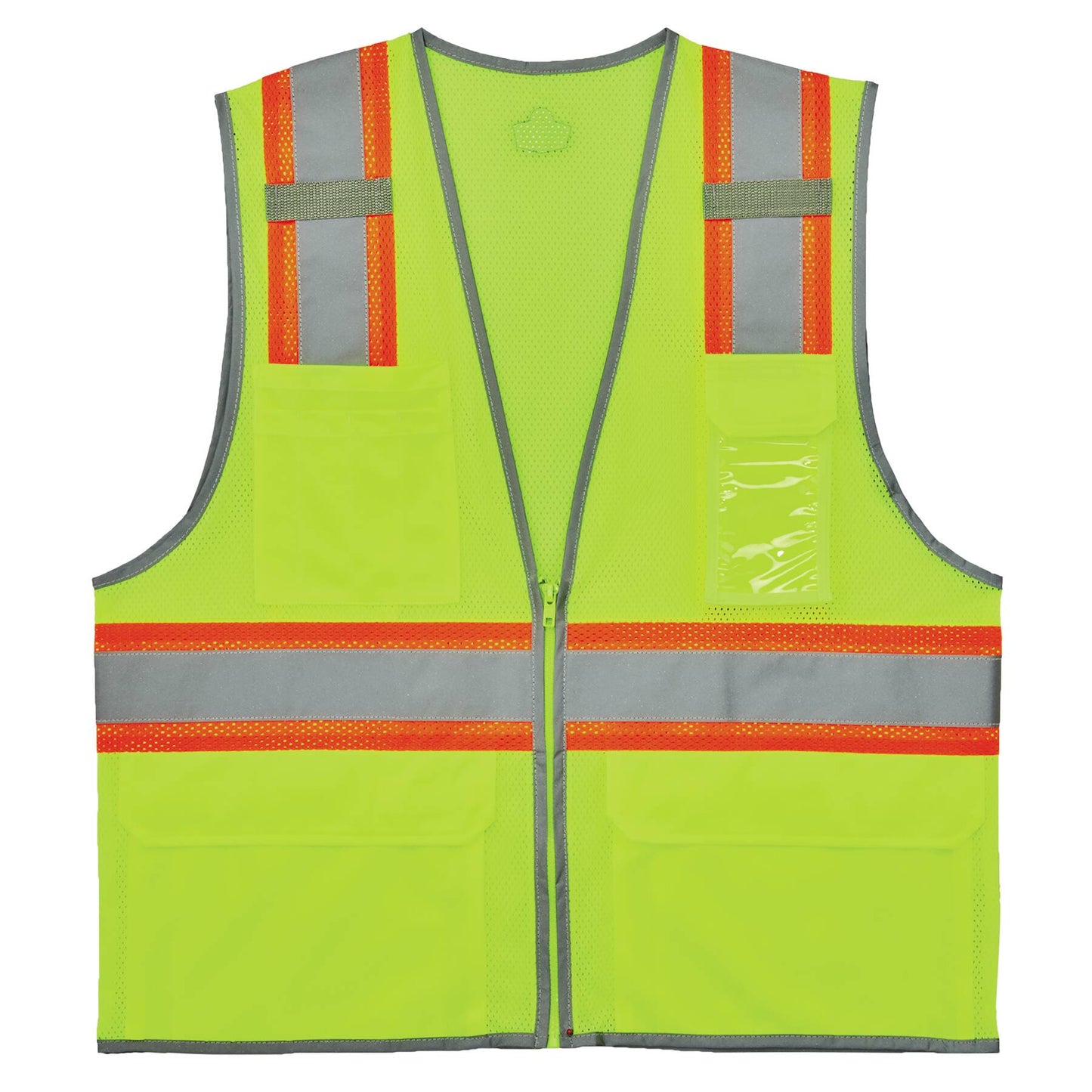 Ergodyne 24562 GloWear 8246Z-S Two-Tone Mesh Hi-Vis Safety Vest - Type R, Class 2, Zipper, Reflective Binding, Single Size S (Lime)