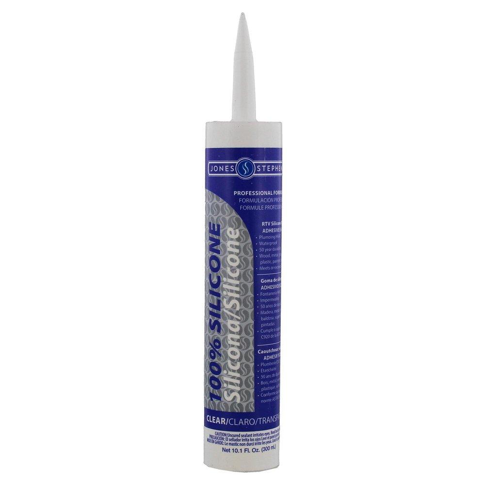 Jones Stephens J40208 10.1 oz. 100% Clear Silicone Caulk, Carton of 12