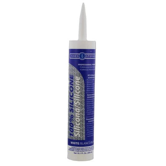 Jones Stephens J40288 10.1 oz. 100% White Silicone Caulk, Carton of 12