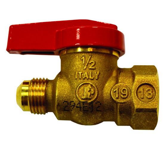 Jones Stephens B67375 3/8" Flare x 1/2" FIP Gas Ball Valve, Square Head