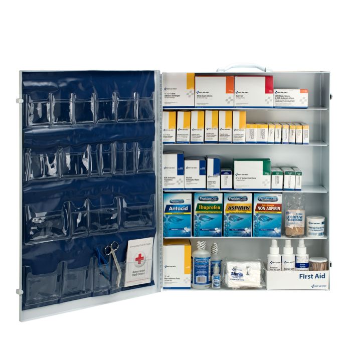 First Aid Only 249-O/P 5 Shelf industrial station, 1718 piece, metal cabinet w/ pocket liner