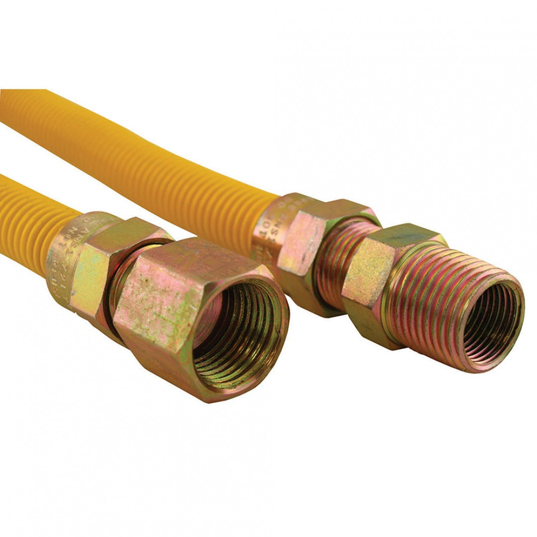 Jones Stephens G71177 5/8" OD (1/2" ID) X 72" Long, 3/4" Female Pipe Thread X 3/4" Male Pipe Thread, Yellow Coated Corrugated Stainless Steel Gas Connector