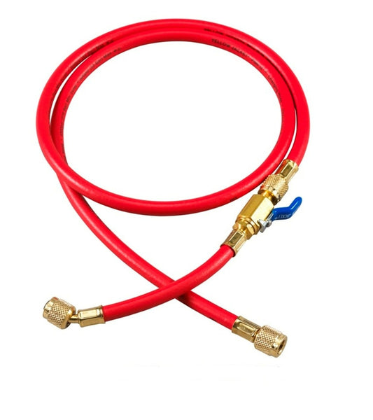 Yellow Jacket 25712 12", Red, PLUS II 1/4" hose with FlexFlow valve