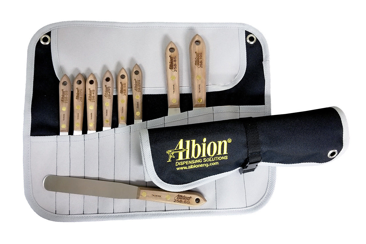 Albion Engineering 258-G01 9-Piece Classic Spatula Set in Tool Wrap