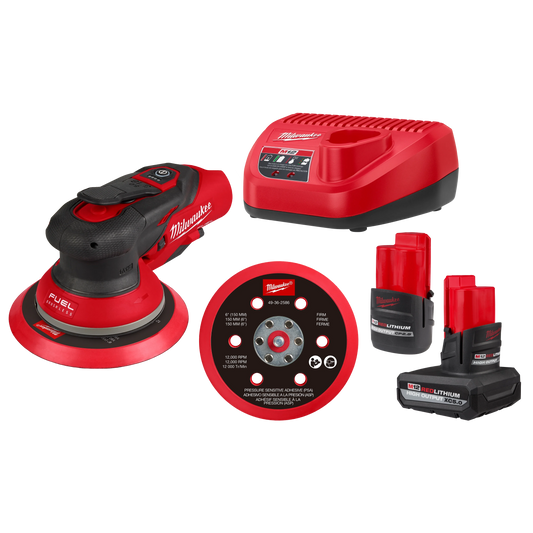 Milwaukee Tool 2585-22CX M12 FUEL™ 6" Random Orbital Sander Kit (3/16"), 1 ST