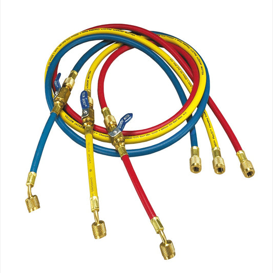 Yellow Jacket 25984 48", 3 pak, PLUS II 1/4" hose with FlexFlow valve