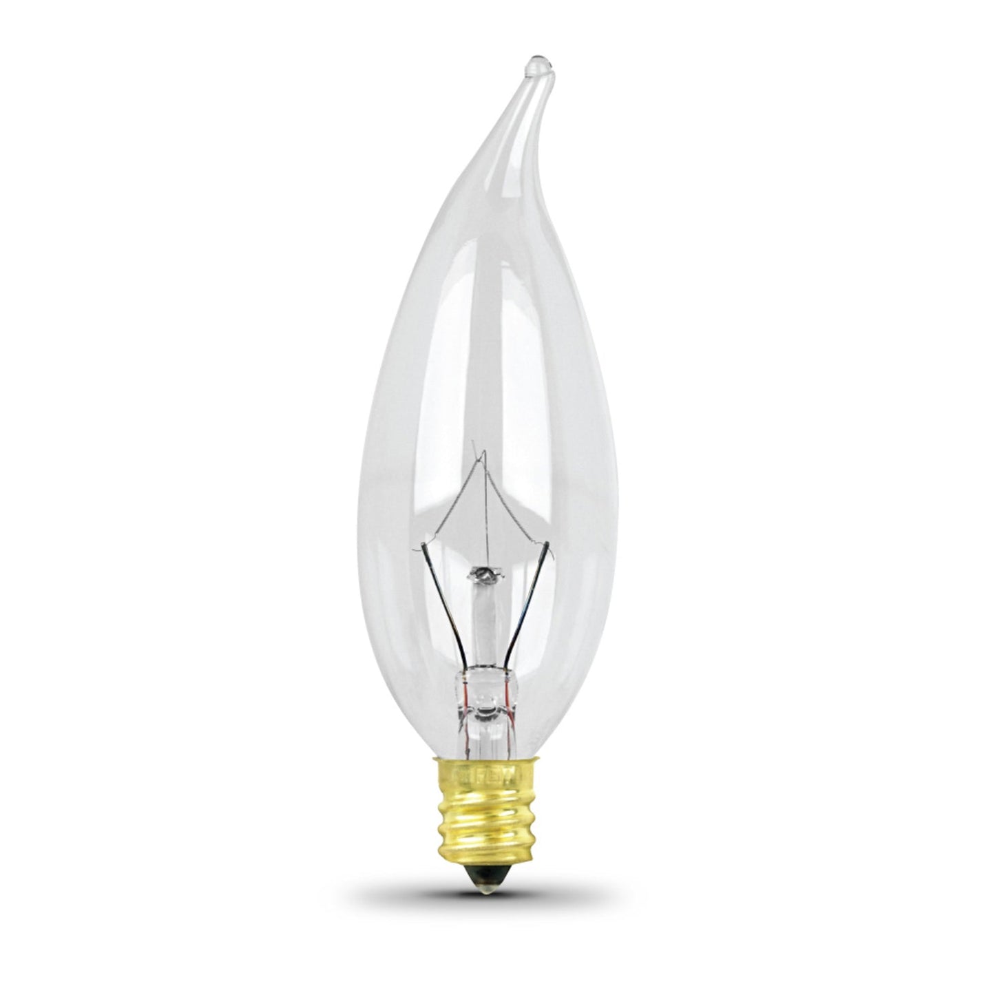 Feit Electric 25CFC/10K 25W 2300K E12 Base CA10 Flame Tip Decade Clear Incandescent Light Bulb