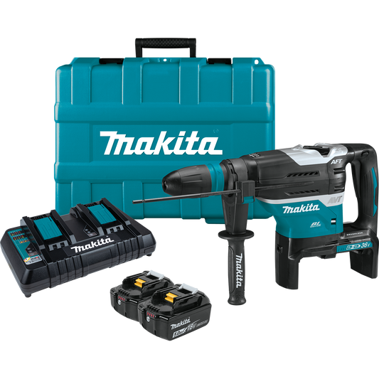 Makita XRH07PTUN 36V (18V X2) LXT® Brushless 1‘9/16" SDS‘MAX Advanced AVT® Rotary Hammer Kit, AFT®, AWS® (5.0Ah)