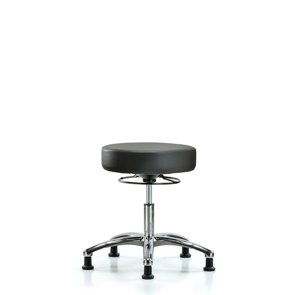 Blue Ridge Ergonomics VDHSO-CR-RG-8823 Rutledge Vinyl Stool without Back Chrome - Desk Height with Stationary Glides in Carbon Supernova™ Vinyl