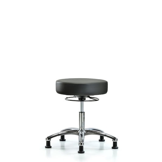 Blue Ridge Ergonomics VDHSO-CR-RG-8823 Rutledge Vinyl Stool without Back Chrome - Desk Height with Stationary Glides in Carbon Supernova™ Vinyl