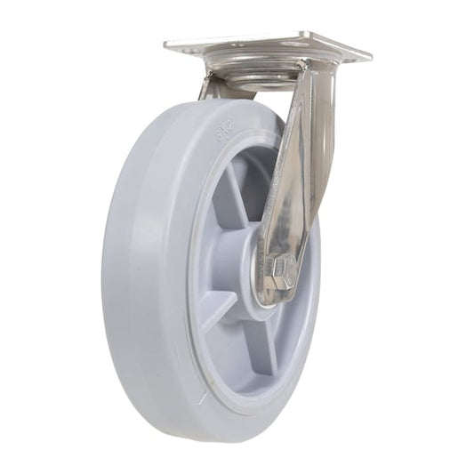 Vestil CST-E-SS-8X2TPR-S Thermoplastic Rubber Swivel Caster 8 In. Diameter x 2 In. Width 675 Lb. Capacity Gray
