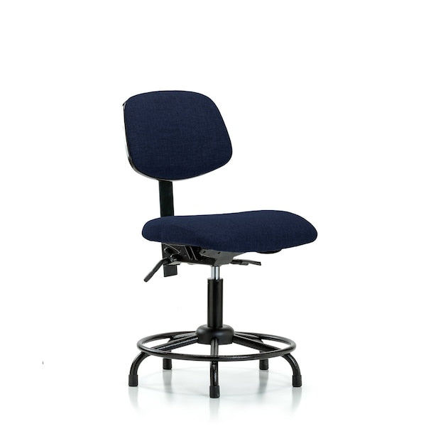 Blue Ridge Ergonomics FDHCH-RT-T1-A0-RG-F45 Rutledge Fabric Chair - Desk Height with Round Tube Base, Seat Tilt, & Stationary Glides in Navy Fabric