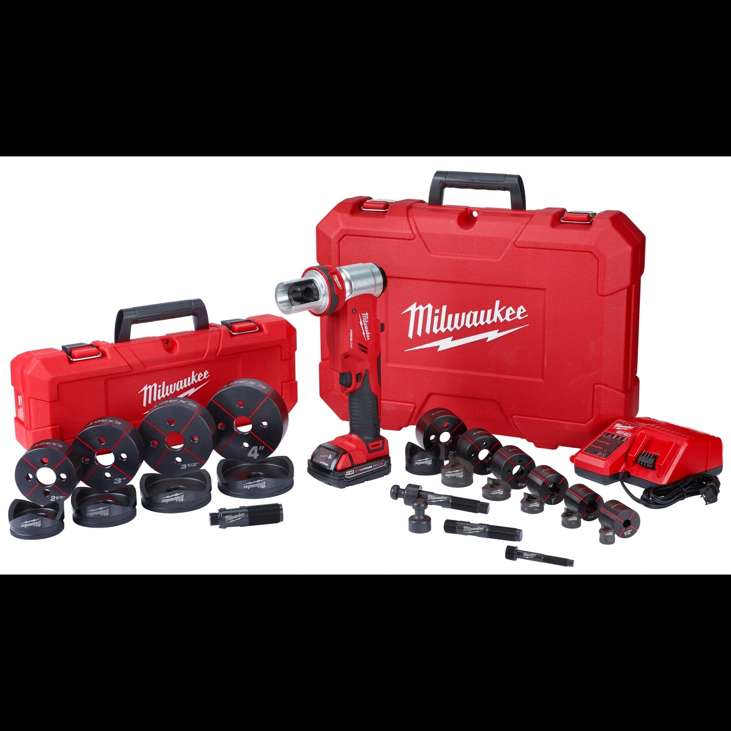 Milwaukee Tool 2677-23 M18 FORCE LOGIC 6 Ton Knockout Tool Kit (1/2"-4"), 1 EA