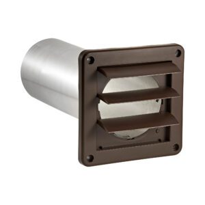 Lambro 267B-B 4 Inch Brown Plastic Wall Exhaust Louvered Dryer Vent – 11 Inch Pipe