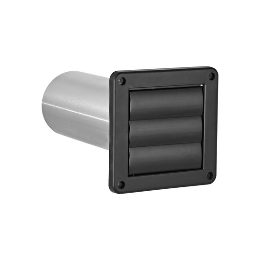 Lambro 267BL-B 4 Inch Black Plastic Wall Exhaust Louvered Dryer Vent – 11 Inch Pipe