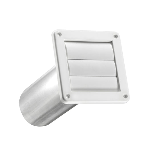 Lambro 267W-B 4 Inch White Plastic Wall Exhaust Louvered Dryer Vent – 11 Inch Pipe