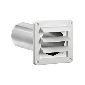 Lambro 267W-B 4 Inch White Plastic Wall Exhaust Louvered Dryer Vent – 11 Inch Pipe