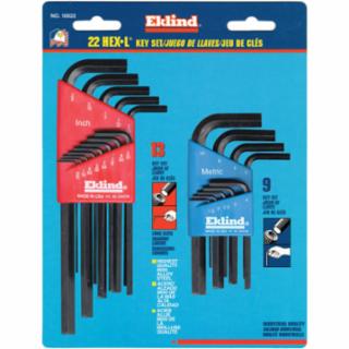 EKLIND TOOL 10022 22-Pc Short & Long L-Wrench Hex Key Set Inch &