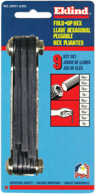 Eklind Tool 20911 #91 5/64-1/4 Size Fold-Up Hex Key Set