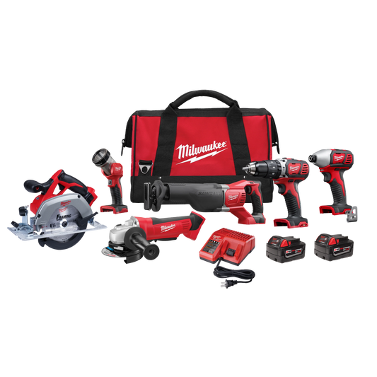 Milwaukee Tool 2696-26 M18™ Cordless 6-Tool Combo Kit, 1 EA