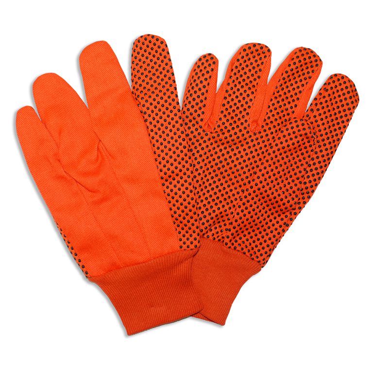 Cordova Safety 2710 Canvas, Knit Wrist, PVC Dots, Hi-Vis Orange