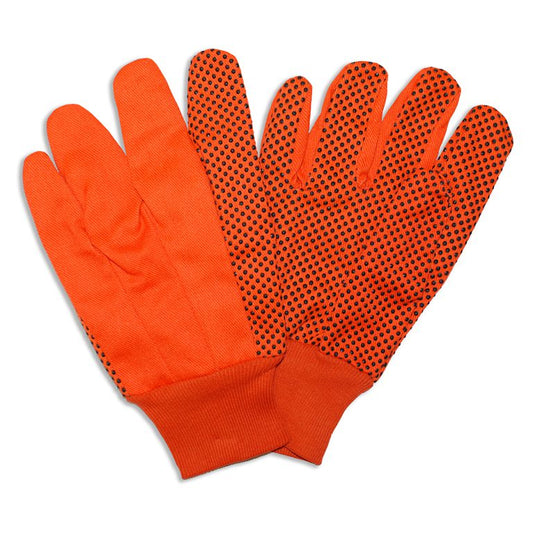 Cordova Safety 2710 Canvas, Knit Wrist, PVC Dots, Hi-Vis Orange