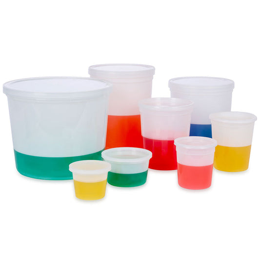 Globe Scientific 271032 Container Multi-Purpose PP Economy Style 32oz (960mL) Separate HDPE Snap Lid Natural