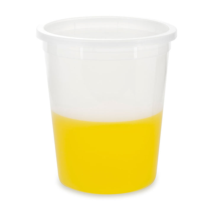Globe Scientific 271032 Container Multi-Purpose PP Economy Style 32oz (960mL) Separate HDPE Snap Lid Natural