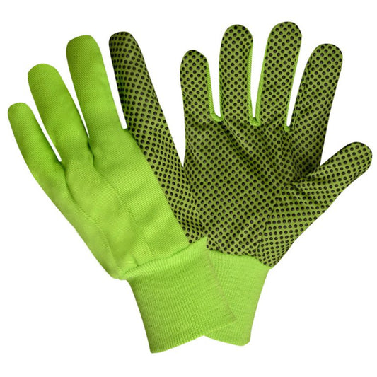 Cordova Safety 2715 Canvas, Knit Wrist, PVC Dots, Hi-Vis Lime