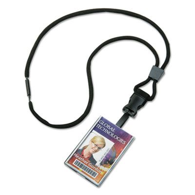AbilityOne 8455016130195 SKILCRAFT Smart Card Holder Lanyard - 1 / Dozen - 36" Length - Black - Polyester