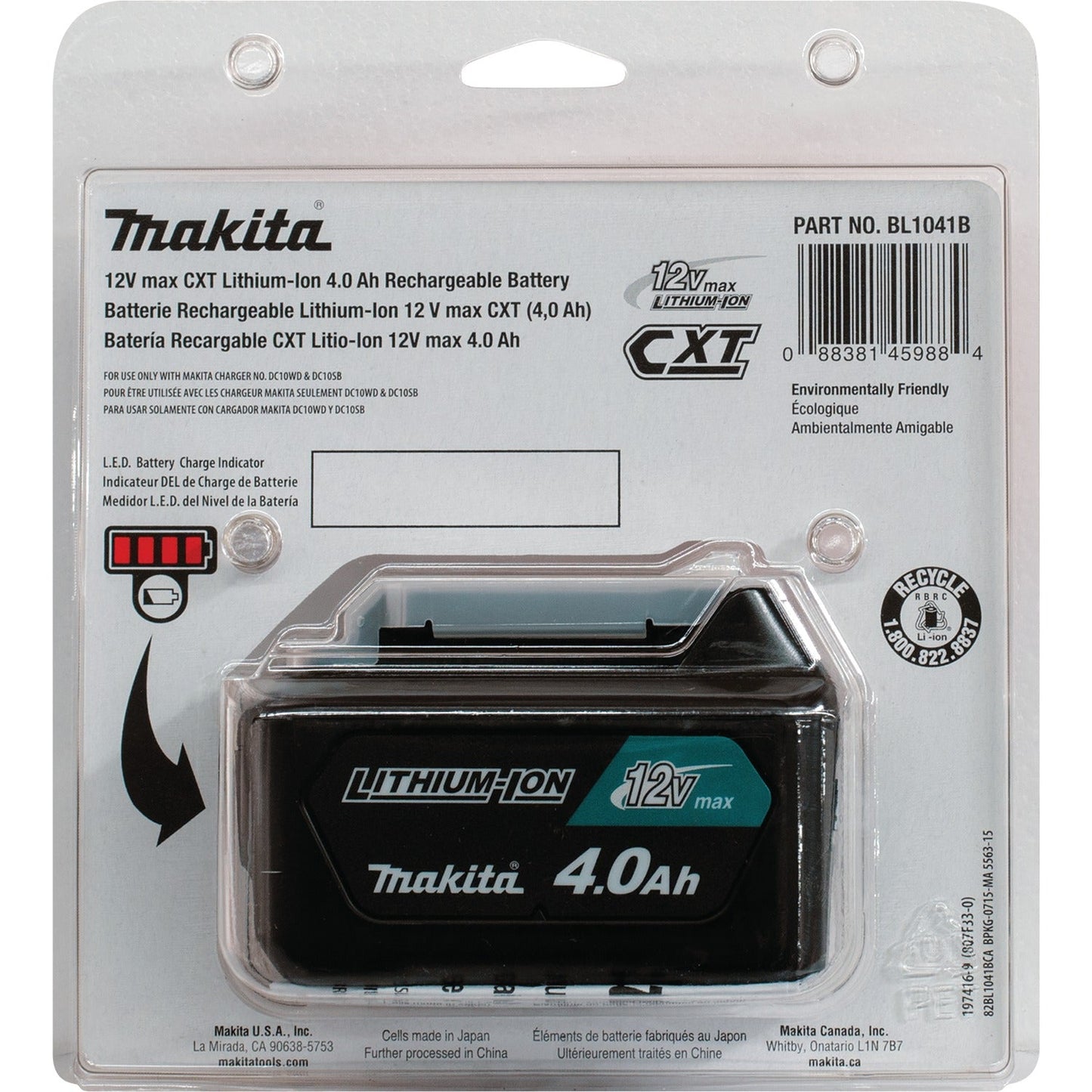 Makita BL1041B 12V max CXT® Lithium‘Ion 4.0Ah Battery